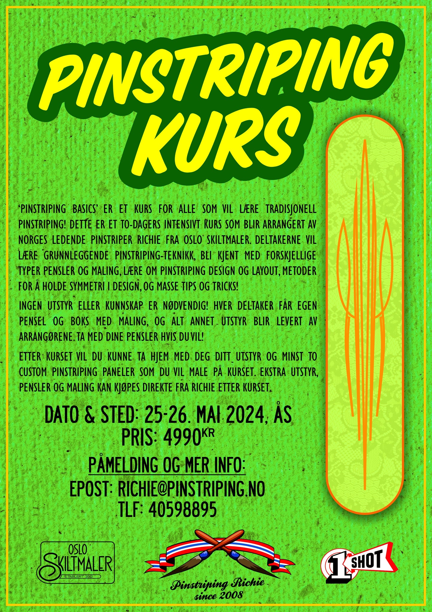 Pinstriping Basics Workshop with Richie, Ås, Norway 30-31 May 2026